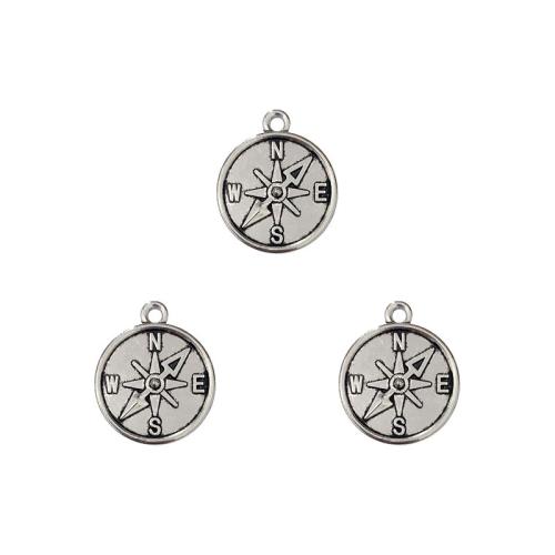 Zinc Alloy Pendants Compass antique silver color plated DIY nickel lead & cadmium free Approx Sold By Bag