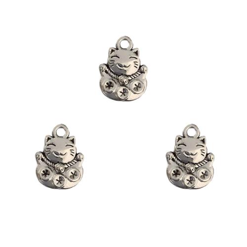 Zinc Alloy Pendants Fortune Cat antique silver color plated DIY nickel lead & cadmium free Approx Sold By Bag