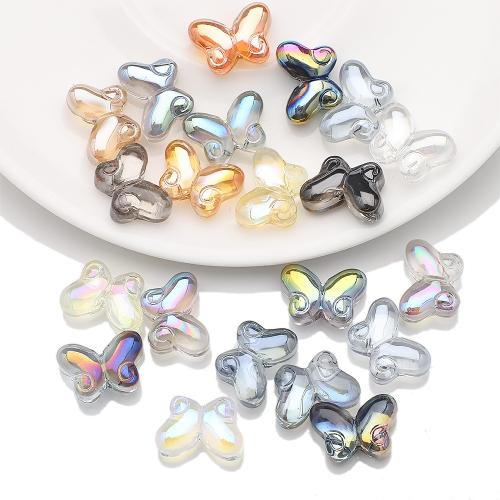 Abalorios de Cristal, Vidrio, Mariposa, Bricolaje, más colores para la opción, 10x14mm, 20PCs/Bolsa, Vendido por Bolsa