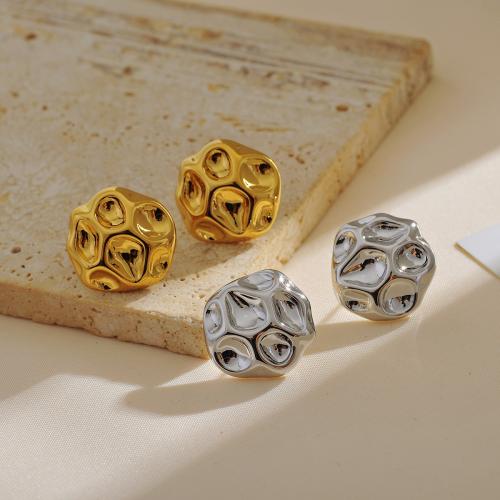 Stainless Steel Stud Øreringe, 304 rustfrit stål, forgyldt, mode smykker, flere farver til valg, 17x18mm, Solgt af par