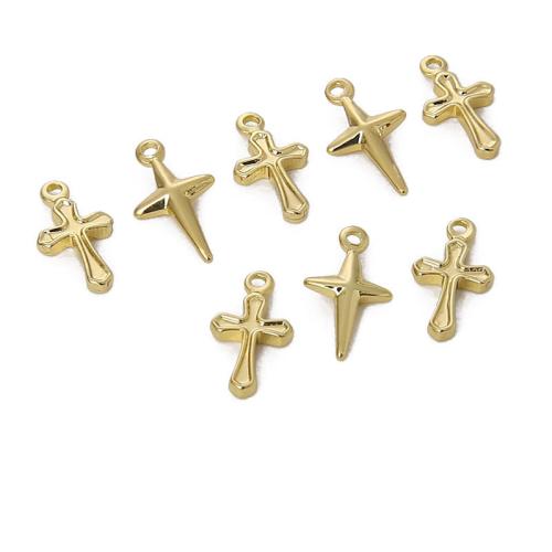 Prás Pendants Tras, Cross, plátáilte, DIY & stíleanna éagsúla do rogha, órga, 10ríomhairí pearsanta/Mála, Díolta De réir Mála