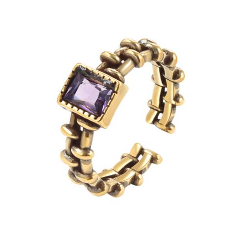 Cúbicos Circonia Micro Pave anillo de latón, metal, chapado, micro arcilla de zirconia cúbica & para mujer, dorado, Vendido por UD