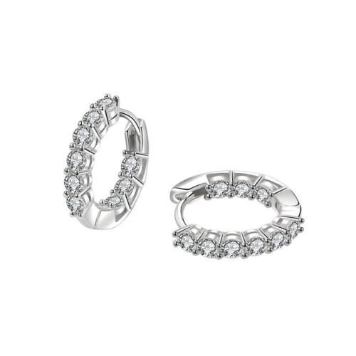 Kubinių Zirconia Mikro Pave Žalvario auskarai, Žalvarinis, padengtą, mikro nutiesti kubinių Zirconia & moters, platinos spalva, 16.50x16mm, Pardavė Pora