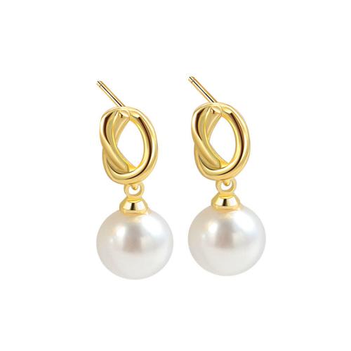 Brass Stud Earring with Plastic Pearl plated for woman Sold By Pair