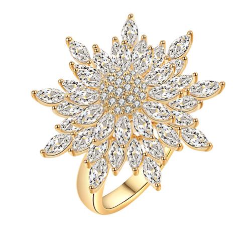 Kubieke Circonia Micro Pave Brass Ring, Messing, plated, micro pave zirconia & voor vrouw, gouden, Verkocht door PC