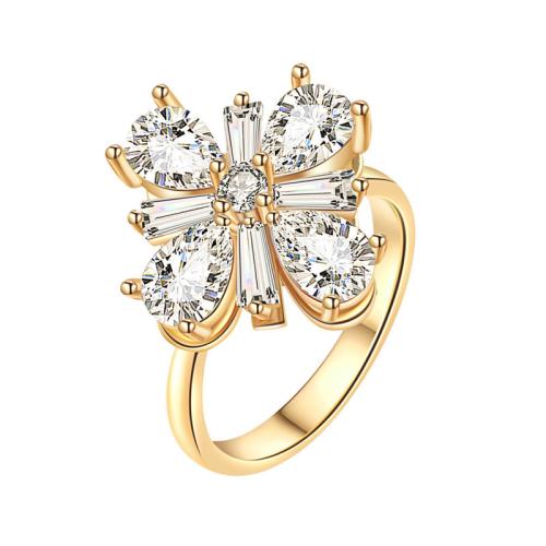 Kubisk Circonia Micro bane messing Ring, forgyldt, Micro Pave cubic zirconia & for kvinde, flere farver til valg, Solgt af PC