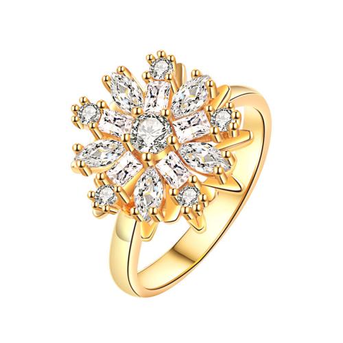 Kubieke Circonia Micro Pave Brass Ring, Messing, plated, micro pave zirconia & voor vrouw, gouden, Verkocht door PC