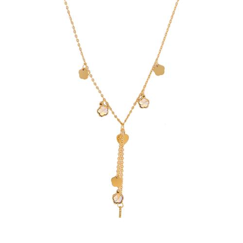 304 Stainless Steel Necklace with Glass Rhinestone with 2inch extender chain gold color plated oval chain & for woman Length Approx 15.7 Inch Sold By PC