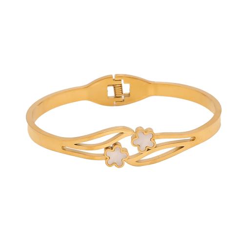 304 roestvrij staal Bangle, met Hars, gold plated, verschillende stijlen voor de keuze & voor vrouw & met strass, Binnendiameter:Ca 65x55mm, Verkocht door PC