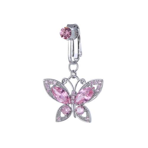 Brass Belly Ring   Butterfly Unisex & micro pave cubic zirconia Sold By PC