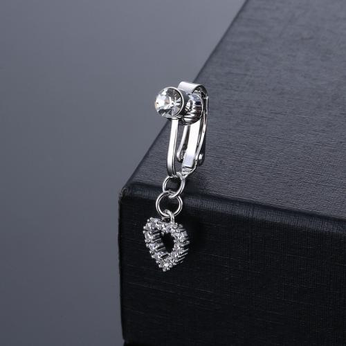 Brass Belly Ring   Unisex & micro pave cubic zirconia silver color 42mm Sold By PC