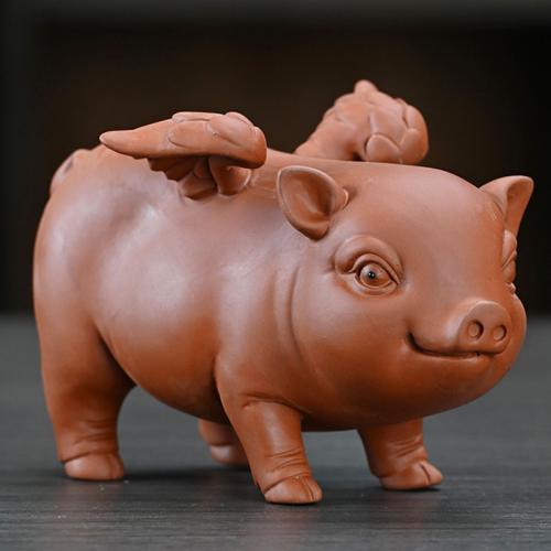 Tea Pet Decoration Purple Clay Pig for home and office & durable Sold By PC