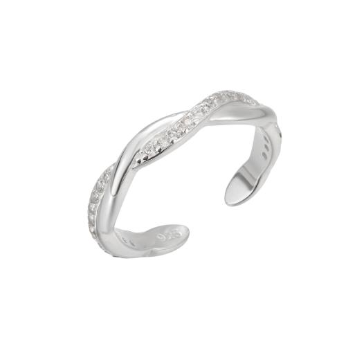 925 Sterling Sølv Tå Ring, mode smykker & Micro Pave cubic zirconia & for kvinde, flere farver til valg, 17mm, Solgt af PC