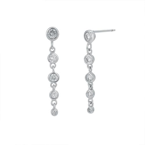 Sterling zilveren oorringen met micro-paved kubieke zirconia's, 925 sterling zilver, mode sieraden & micro pave zirconia & voor vrouw, meer kleuren voor de keuze, 28mm, Verkocht door pair