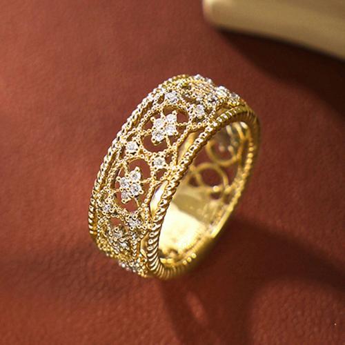 Cubic Zirconia Micro Pave Brass Ring Unisex & micro pave cubic zirconia Sold By PC