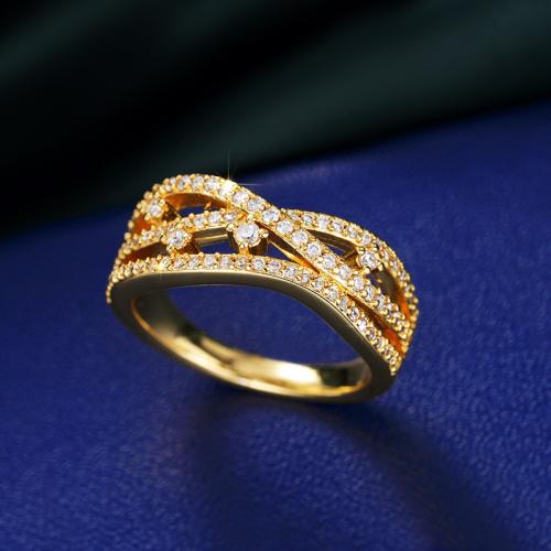 Kubieke Circonia Micro Pave Brass Ring, Messing, verschillende grootte voor keus & micro pave zirconia & voor vrouw, Verkocht door PC