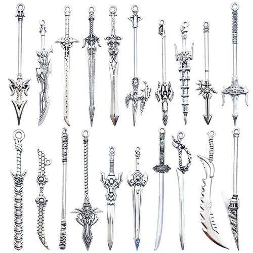 Zinc Alloy Pendler, Sword, antik sølv farve forgyldt, du kan DIY & forskellig størrelse for valg, flere farver til valg, nikkel, bly & cadmium fri, Ca. 100pc'er/Bag, Solgt af Bag