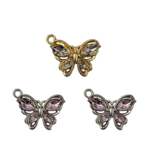 Zinc Alloy Animal Pendants Butterfly plated DIY & with rhinestone nickel lead & cadmium free Approx Sold By Bag