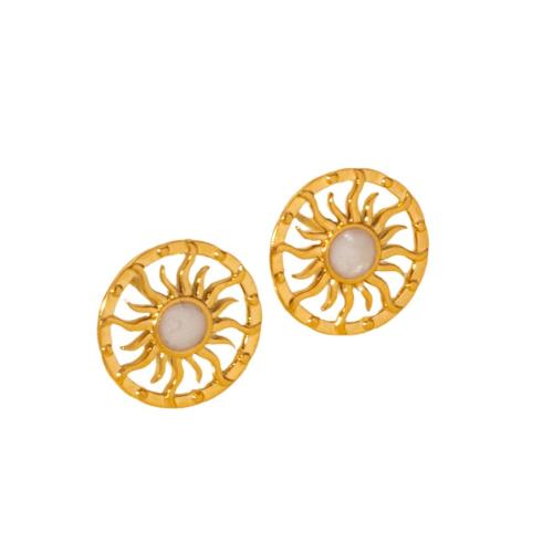 Stainless Steel Stud Earrings 304 Stainless Steel Flower Vacuum Ion Plating fashion jewelry & for woman & enamel Sold By Pair