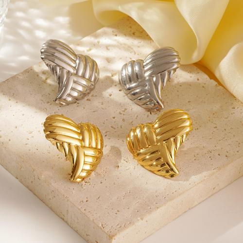 Stainless Steel Stud Earrings 304 Stainless Steel Heart plated for woman Sold By Pair