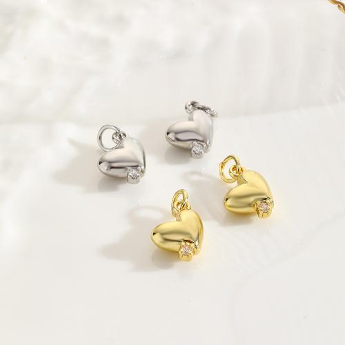 Brass Jewelry Pendants Heart plated DIY & with rhinestone nickel lead & cadmium free Sold By Bag