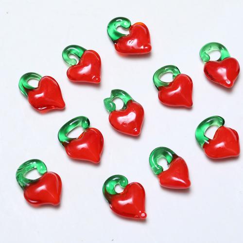 Fashion Lampwork Pendants Heart DIY red Sold By Bag