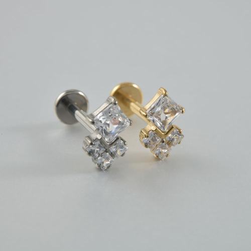 titanio orecchini a borchia, placcato, gioielli di moda & Micro spianare cubic zirconia, nessuno, 4.70x7.40mm, 2PC/borsa, Venduto da borsa