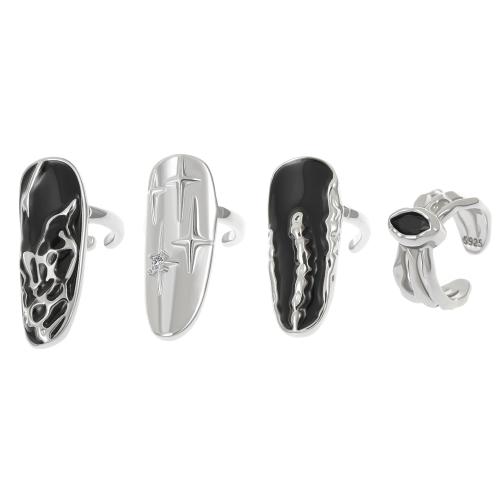 Lár Finger Ring Set, Sinc Alloy, plátáilte, 4 phíosa & jewelry faisin & do bhean, Díolta De réir Socraigh