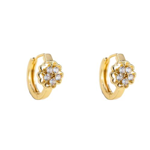 Brass Leverback Earring with Cubic Zirconia fashion jewelry & for woman gold Sold By Pair