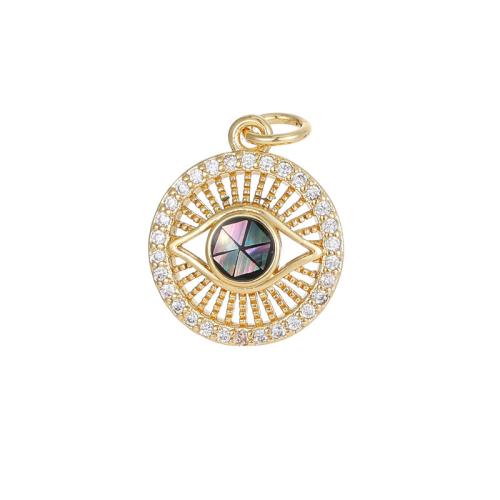 Cubic Zirconia Micro Pave Brass Pendant with White Shell & Abalone Shell plated DIY & micro pave cubic zirconia Sold By PC