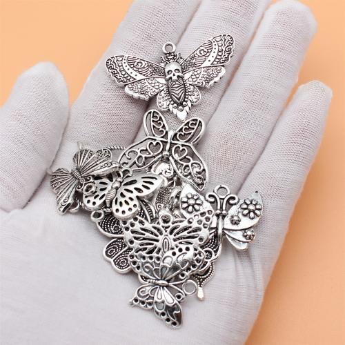 Animal Zinc Alloy Connector Butterfly antique silver color plated DIY & 1/3 loop Sold By Bag