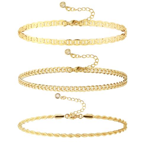 Roestvrijstalen Anklet, 304 roestvrij staal, gold plated, verschillende stijlen voor de keuze & voor vrouw & met strass, meer kleuren voor de keuze, Lengte 17 cm, Verkocht door Stel