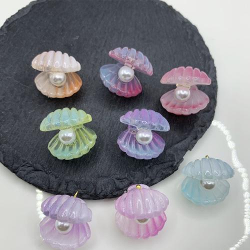 Fashion Lampwork Hangers, met Plastic Pearl, Schelp, moffelen vernis, DIY, meer kleuren voor de keuze, 16x18mm, Verkocht door PC