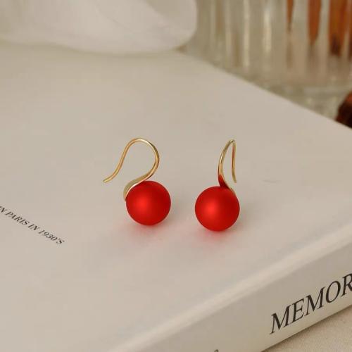 Brass Drop Earring with Plastic Pearl fashion jewelry & for woman Sold By Pair