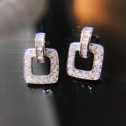 Cubic Zirconia Micro Pave Brass Earring fashion jewelry & micro pave cubic zirconia & for woman Sold By Pair