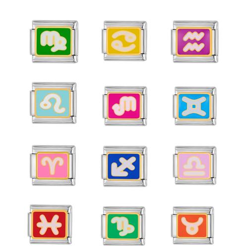 Stainless Steel Bracelet Finding 304 Stainless Steel 12 Signs of the Zodiac DIY & enamel Sold By PC