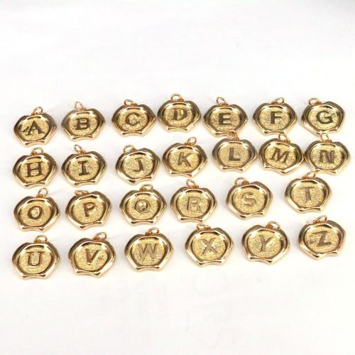 Messing Schmuck Anhänger, Alphabet-Buchstabe, goldfarben plattiert, Buchstaben sind von A bis Z & DIY, keine, frei von Nickel, Blei & Kadmium, 19x16mm, verkauft von PC