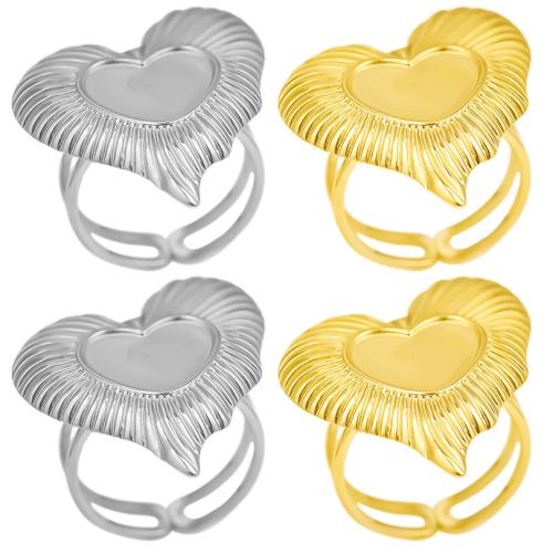 Stainless Steel Finger Ring 304 Stainless Steel Heart Vacuum Ion Plating Adjustable & fashion jewelry & Unisex Sold By PC