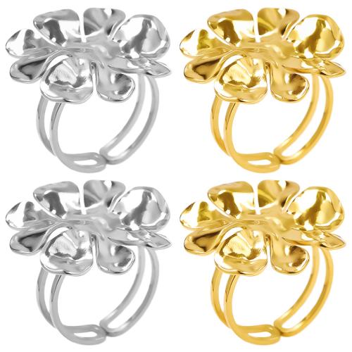 Stainless Steel Finger Ring 304 Stainless Steel Flower Vacuum Ion Plating Adjustable & fashion jewelry & for woman Sold By PC