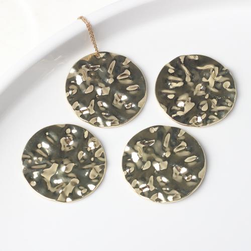 Zinc Alloy Pendants Round gold color plated DIY nickel lead & cadmium free 35mm Sold By Bag