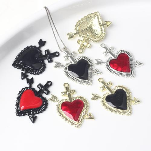 Zinc Alloy Heart Pendants plated DIY & enamel nickel lead & cadmium free Sold By Bag