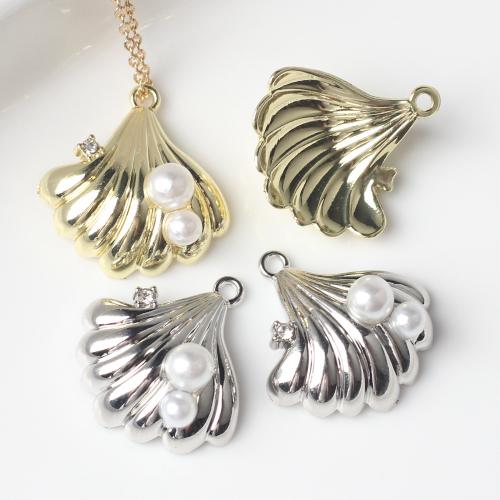 Zinc Alloy Pendants with Plastic Pearl Shell plated DIY nickel lead & cadmium free Sold By Bag