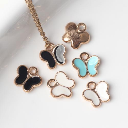 Zinc Alloy Animal Pendants Butterfly gold color plated DIY & enamel nickel lead & cadmium free Sold By Bag