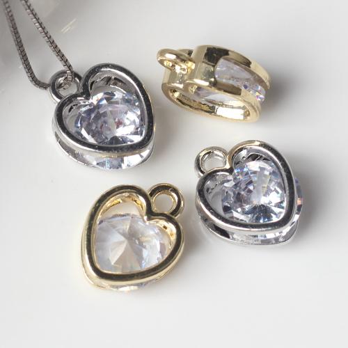 Zinc Alloy Heart Pendants plated DIY & micro pave cubic zirconia nickel lead & cadmium free Sold By Bag