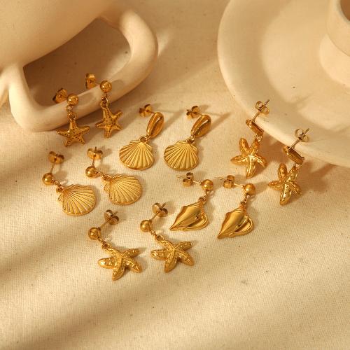 Stainless Steel Drop Earring 304 Stainless Steel gold color plated & for woman Sold By Pair