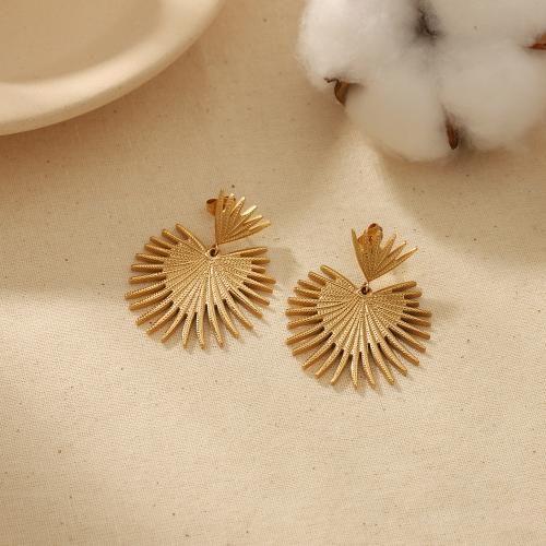 Stainless Steel Drop Earring 304 Stainless Steel Heart gold color plated for woman Sold By Pair