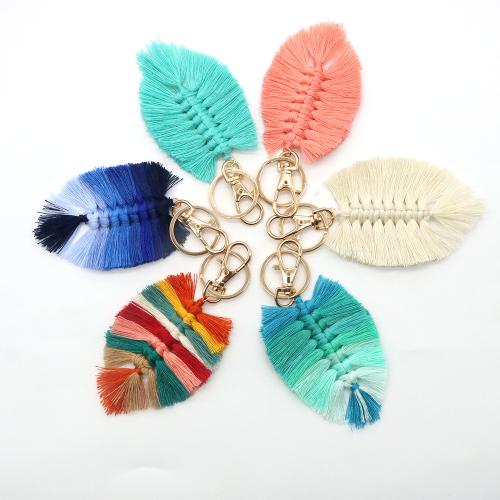 Zinc Alloy Key Clasp Cotton Thread with Zinc Alloy Leaf handmade multifunctional & Unisex Sold By PC