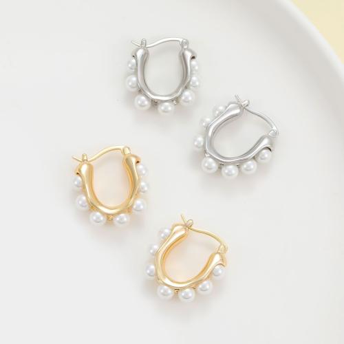 Brass Leverback Earring with Plastic Pearl plated for woman Sold By Pair