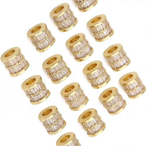 Messing Spacer Kralen, plated, DIY & micro pave zirconia, gouden, Verkocht door PC