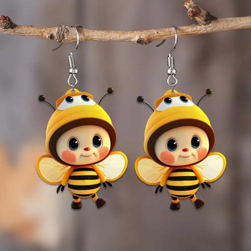 Acrylic Jewelry Earring Bee Unisex Sold By Pair